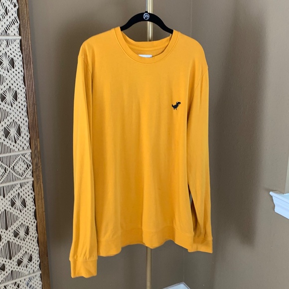 A-Dam Crewneck Sweater Ria Dino Logo 100% Organic Cotton Mustard Yellow XL - Picture 1 of 9